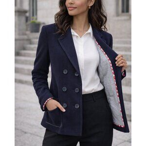 RW&CO Double Breasted Blazer Jacket Navy Tailored Work Jacket Small
